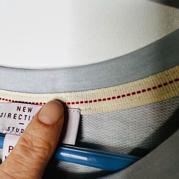 New Directions Womens T Shirt Midi Dress Short Sleeve Stripes Blue White Petite - Picture 6 of 9